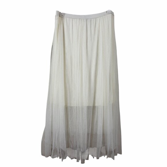 Peruvian Connection Giselle L Large White Tulle Mesh Elastic Waist Fairy Skirt - Picture 3 of 7